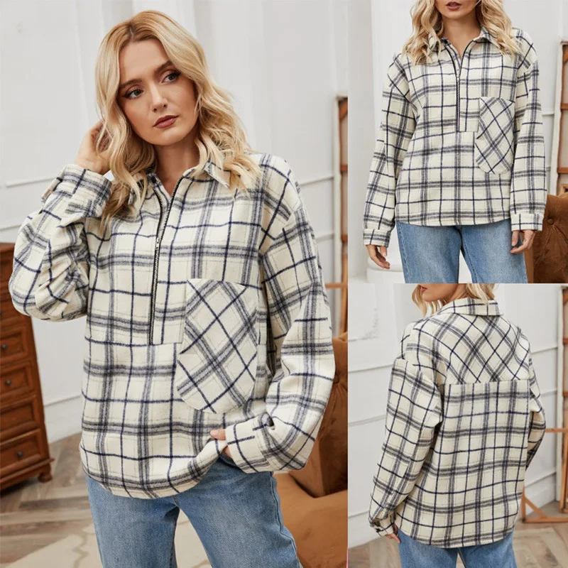 Женский клетчатый топ с длинными рукавами и лацканами в корейском стиле, свободный модный пуловер на весну и осень
Женский клетчатый топ с длинными рукавами и лацканами в корейском стиле, свободный модный пуловер на весну и осень