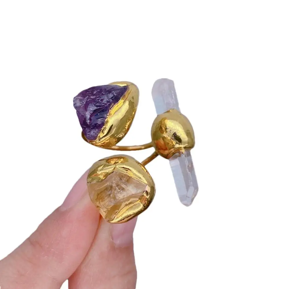 Y·YING Natural Stone Finger Rings Quartz Amethyst Citrine Adjustable Woman Cocktail Ring
Y·YING Natural Stone Finger Rings Quartz Amethyst Citrine Adjustable Woman Cocktail Ring