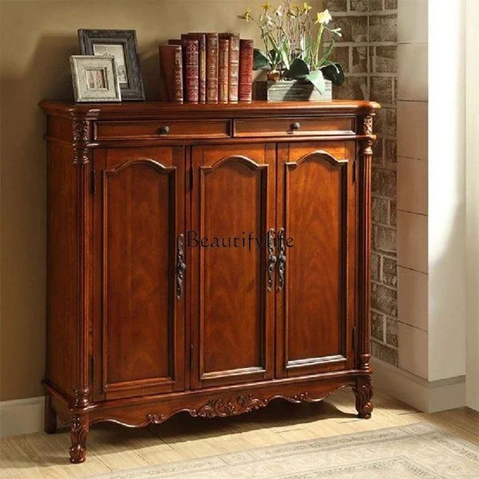 yj5American solid wood shoe cabinet living room large capacity partition cabinet 
yj5American solid wood shoe cabinet living room large capacity partition cabinet