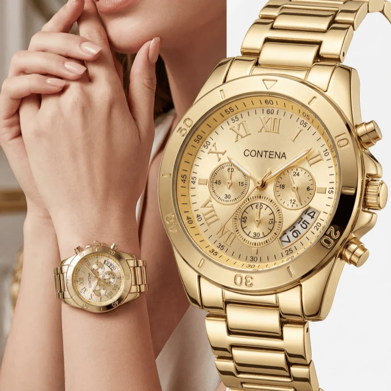 Новые женские часы CONTENA: роскошные модные кварцевые часы, элегантные наручные часы из стали, подарок для подруги/любимой, Reloj Mujer
Новые женские часы CONTENA: роскошные модные кварцевые часы, элегантные наручные часы из стали, подарок для подруги/любимой, Reloj Mujer