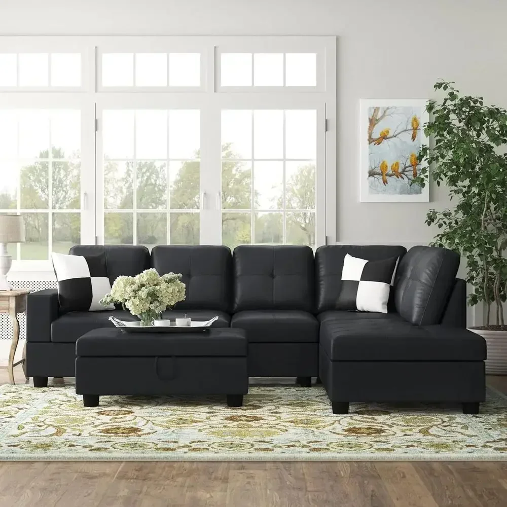 Sectional Sofa Set in Black, 3-Piece Configuration
Sectional Sofa Set in Black, 3-Piece Configuration