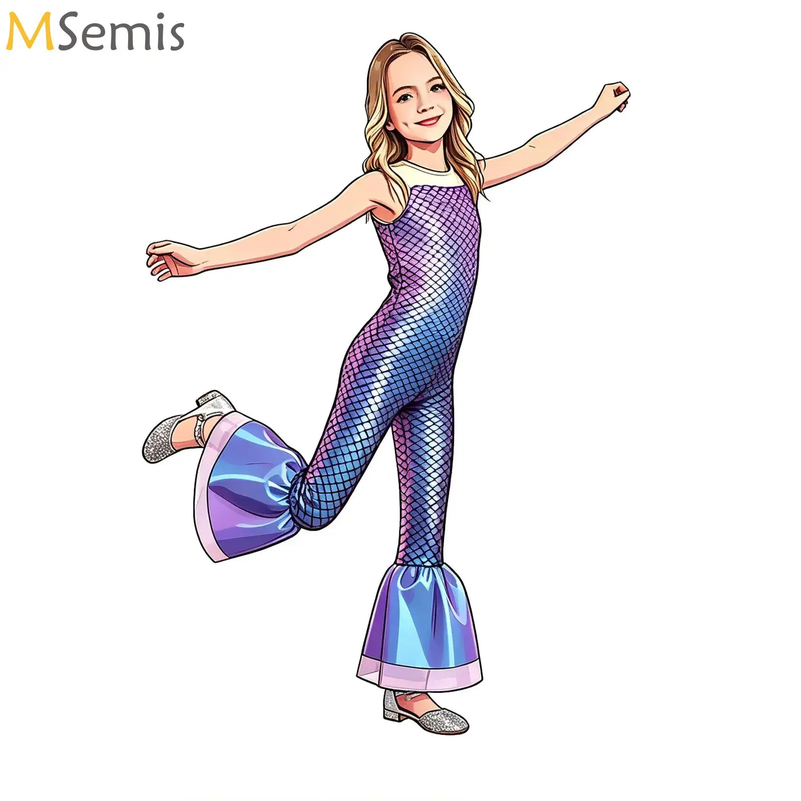 Kids Girls Mermaid Princess Costume Fish Scales Print Flared Ballet Dance Jersey Acrobatics Gymnastics Leotard Jumpsuit Clothes
Kids Girls Mermaid Princess Costume Fish Scales Print Flared Ballet Dance Jersey Acrobatics Gymnastics Leotard Jumpsuit Clothes