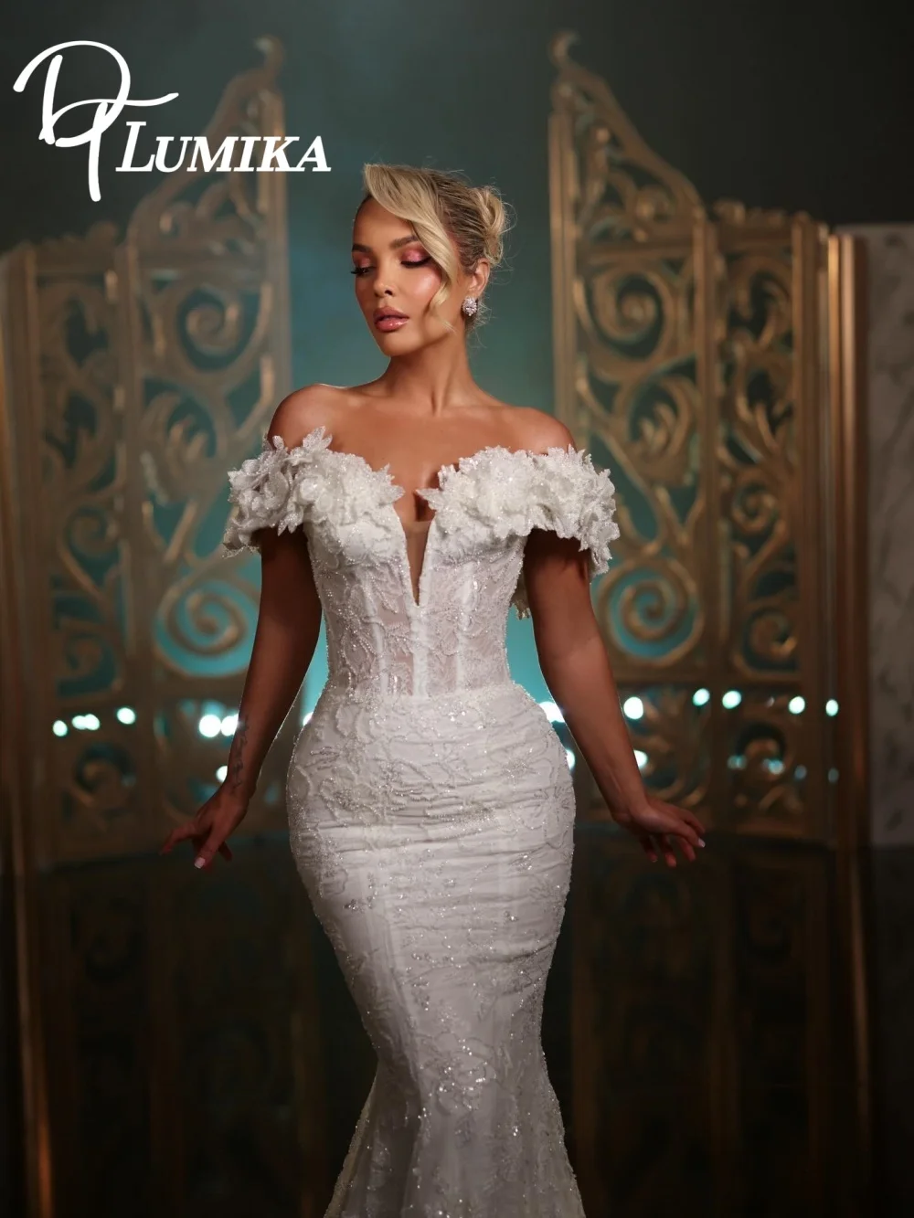 Poetic Off Shoulder 3D Floral Mermaid Wedding Dress 2026 Whimsical Sequin Bridal Dress Enchanting Bridal Gown Vestidos De Novia
Poetic Off Shoulder 3D Floral Mermaid Wedding Dress 2026 Whimsical Sequin Bridal Dress Enchanting Bridal Gown Vestidos De Novia