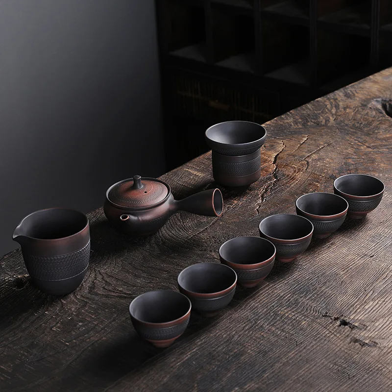 Purple Pottery Kung Fu Tea Set Ceramic Handmade And Simple Chinese Retro Domestic Tea Making Device Gaiwan Teapot
Purple Pottery Kung Fu Tea Set Ceramic Handmade And Simple Chinese Retro Domestic Tea Making Device Gaiwan Teapot