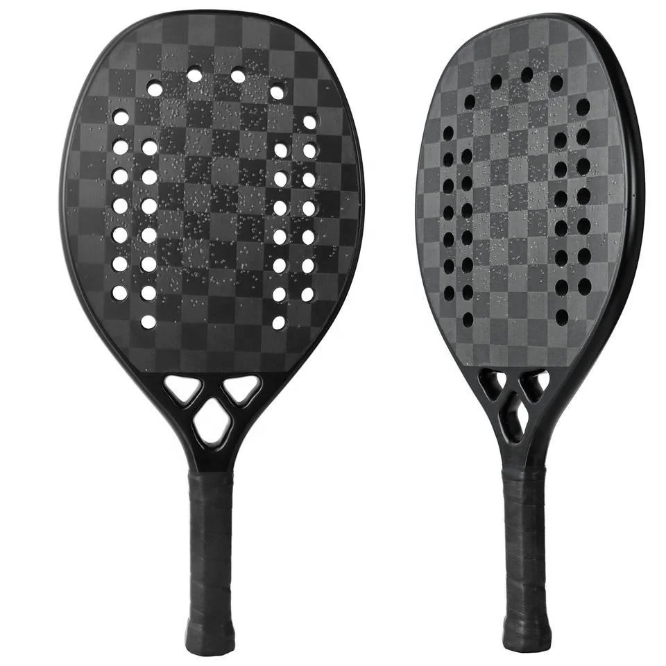 High quality custom 3K Carbon fiber material beach tennis racket, printed sand grit surface, professional durable training
High quality custom 3K Carbon fiber material beach tennis racket, printed sand grit surface, professional durable training