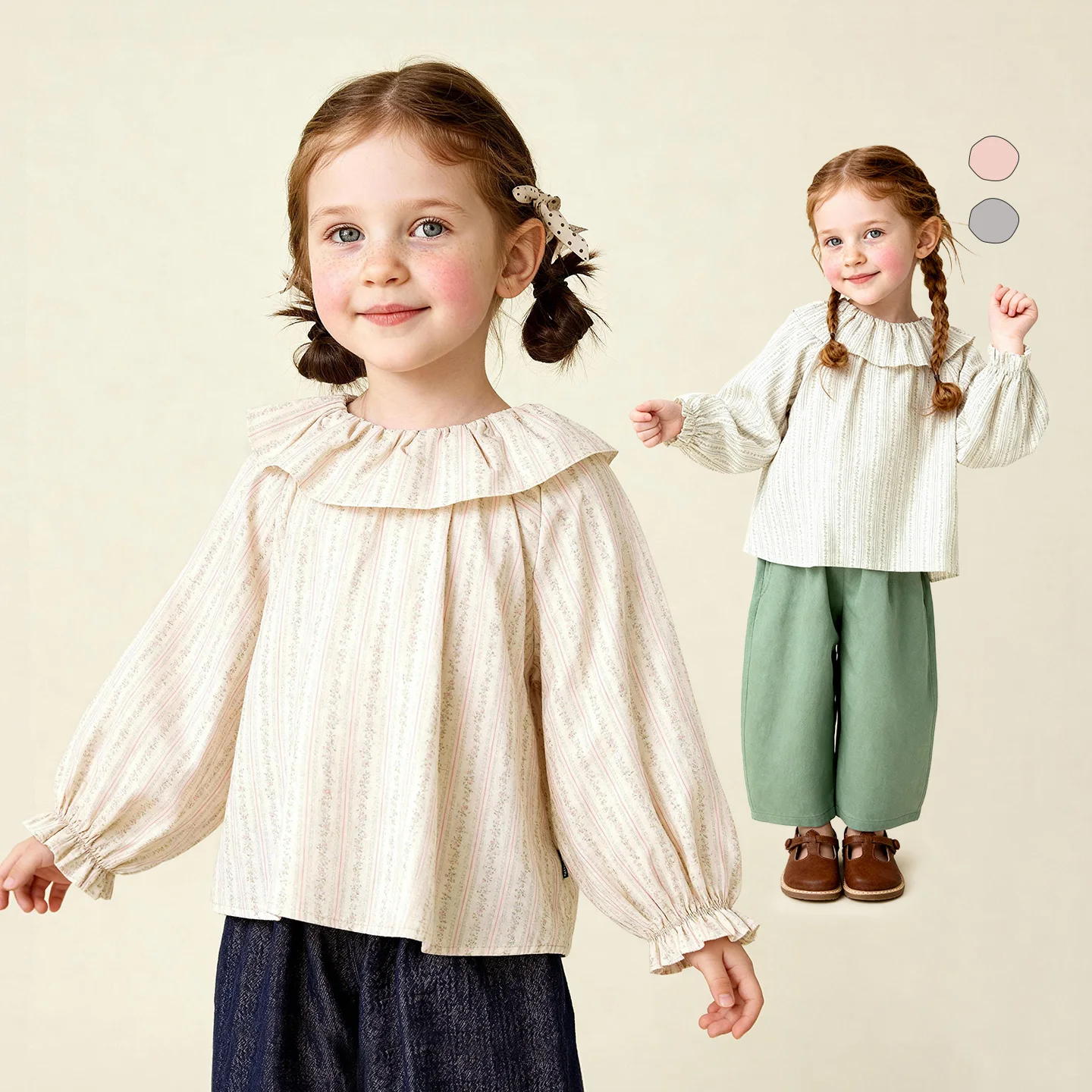 Amila 2026 Spring Girls' Shirt With Ruffled Collar And Bubble Sleeves Lightweight And Casual Playful And Versatile Daily Top
Amila 2026 Spring Girls' Shirt With Ruffled Collar And Bubble Sleeves Lightweight And Casual Playful And Versatile Daily Top