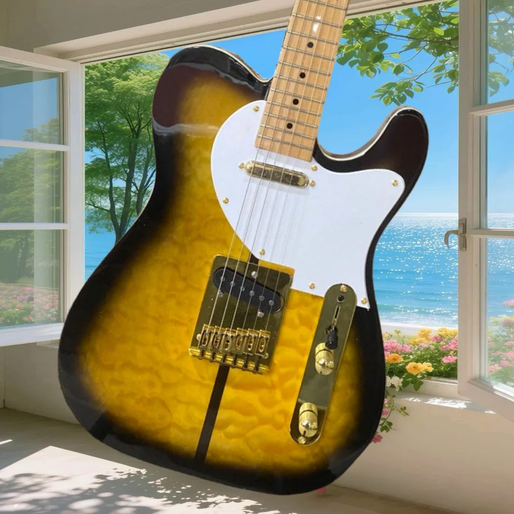 TLE Electric Guitar Yellow Sunburst Water Ripple Pattern Mahogany Body Protective Board Rosewood Fingerboard Premium Music Gift
TLE Electric Guitar Yellow Sunburst Water Ripple Pattern Mahogany Body Protective Board Rosewood Fingerboard Premium Music Gift
