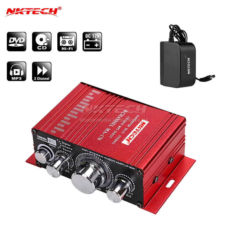 Автомобильный усилитель мощности NKTECH MA-170, цифровой плеер, Hi-Fi стерео 2CH 20 Вт RMS CD DVD MP3 сабвуфер, домашний усилитель для аркадных камер JAMMA/MAME
Автомобильный усилитель мощности NKTECH MA-170, цифровой плеер, Hi-Fi стерео 2CH 20 Вт RMS CD DVD MP3 сабвуфер, домашний усилитель для аркадных камер JAMMA/MAME
