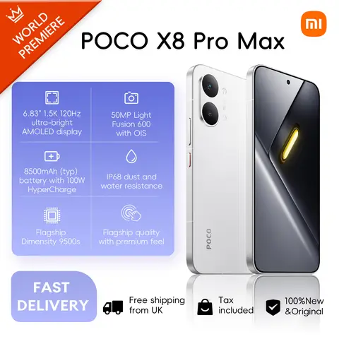 POCO X8 Pro Max 5G, 12+256GB Global Version, 6.83' 1.5K 120Hz Display MediaTek Dimensity 9500s 50MP 8500mAh 100W HyperCharge NFC