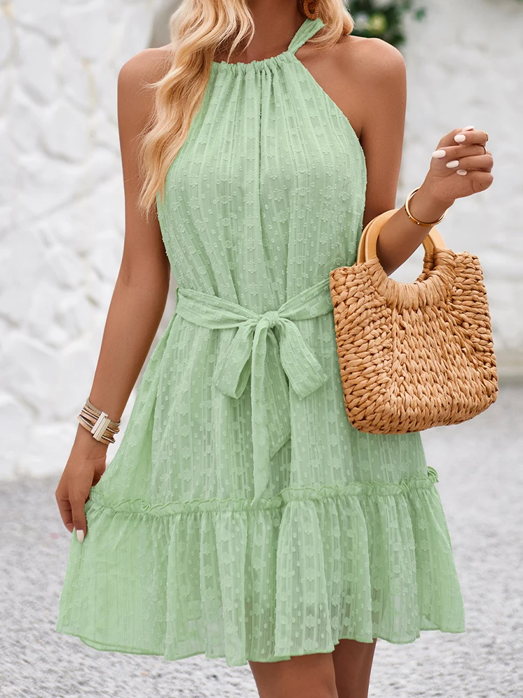 Green Dress Women Summer Sleeveless Ruffle Lace-up Mini Dress Female Casual Beach Holiday Party Short Dresses A-line Vestidos
Green Dress Women Summer Sleeveless Ruffle Lace-up Mini Dress Female Casual Beach Holiday Party Short Dresses A-line Vestidos