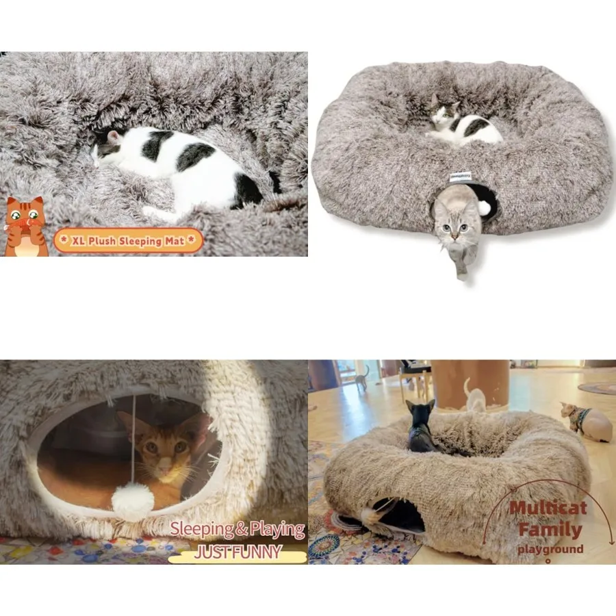 XL Cat Tunnel with Bed for Indoor Cats Peekaboo Cat Cave Donut Toy with Warm Mat
XL Cat Tunnel with Bed for Indoor Cats Peekaboo Cat Cave Donut Toy with Warm Mat