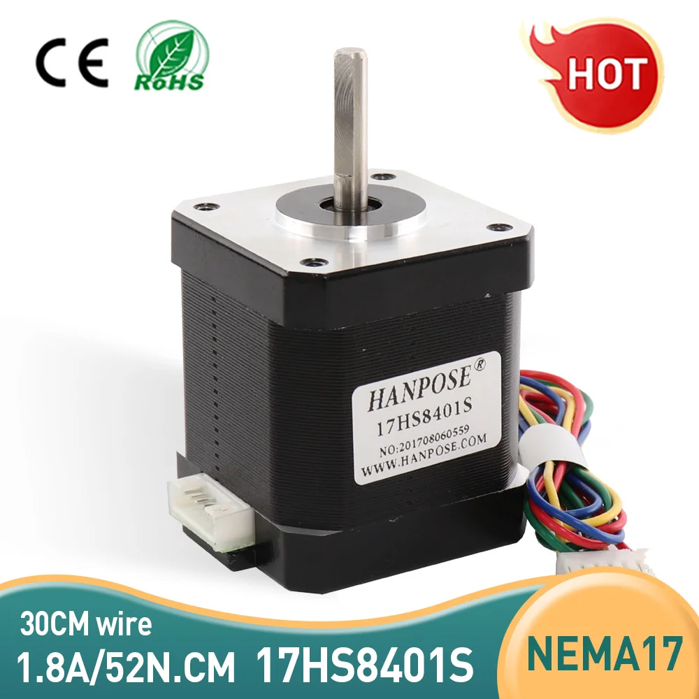 Шаговый двигатель Nema 17, 4-проводной 42 двигатель 17HS8401S 1.8A 52n. Cm CE ROSH ISO, лазерный и 3D-принтер, шаговый двигатель
Шаговый двигатель Nema 17, 4-проводной 42 двигатель 17HS8401S 1.8A 52n. Cm CE ROSH ISO, лазерный и 3D-принтер, шаговый двигатель