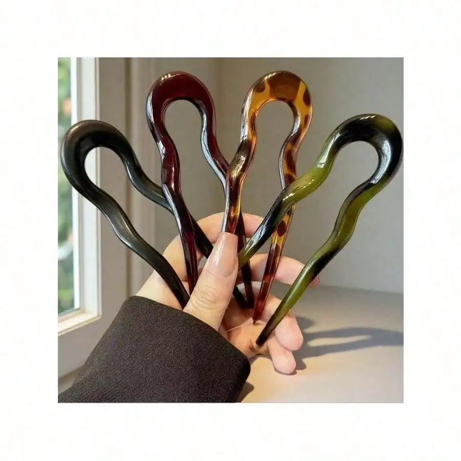 1-5pcs French Twist Hair Forks, U-Shaped Wavy Hair Clips, Suitable For Buns, Tortoiseshell Color, Fashionable & Flexible Hair Accessories, Hair Clips, Bathroom Supplies, Travel, Bathroom Decor
1-5pcs French Twist Hair Forks, U-Shaped Wavy Hair Clips, Suitable For Buns, Tortoiseshell Color, Fashionable & Flexible Hair Accessories, Hair Clips, Bathroom Supplies, Travel, Bathroom Decor