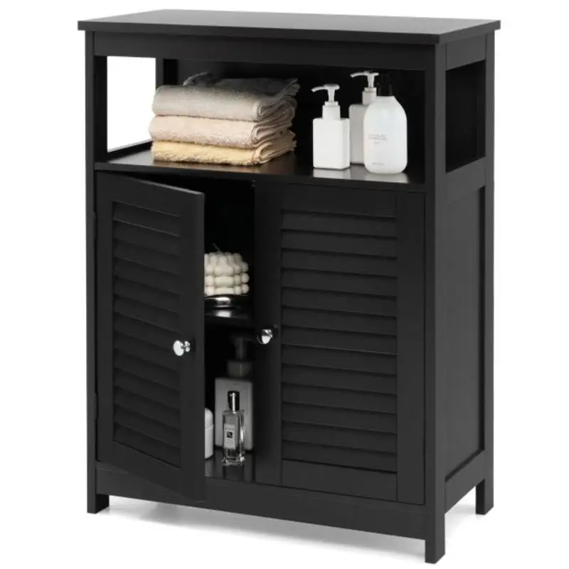 Wood Freestanding Bathroom Storage Cabinet with Double Shutter Door-Black
Wood Freestanding Bathroom Storage Cabinet with Double Shutter Door-Black