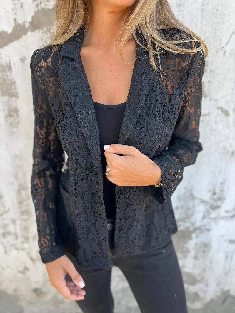 Women's Lace Shirt Suit Commute Style Long Sleeve Suit Jacket Female Fashionable Chic Pure Color Medium Length Coat
Women's Lace Shirt Suit Commute Style Long Sleeve Suit Jacket Female Fashionable Chic Pure Color Medium Length Coat