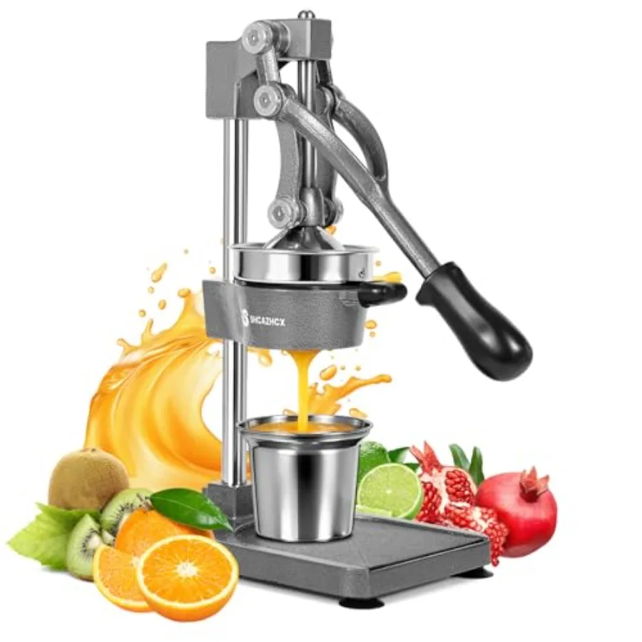 Manual citrus press for home and commercial use, cast iron body with detachable stainless steel parts, silver color, heavy-duty
Manual citrus press for home and commercial use, cast iron body with detachable stainless steel parts, silver color, heavy-duty