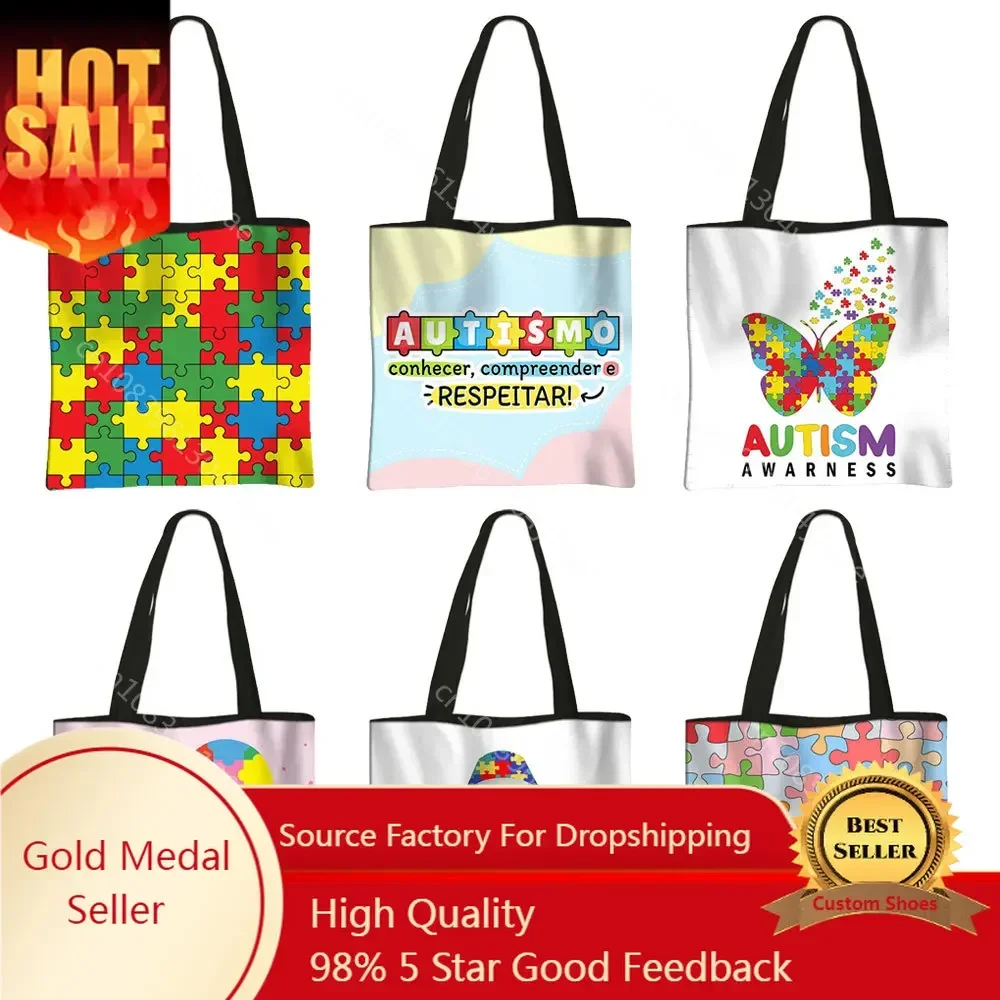 Autism Awareness Tote Bag Autism Shopping Bag Love Needs No Words Handbag Shoulder Large Capacity Shopper Bag
Autism Awareness Tote Bag Autism Shopping Bag Love Needs No Words Handbag Shoulder Large Capacity Shopper Bag
