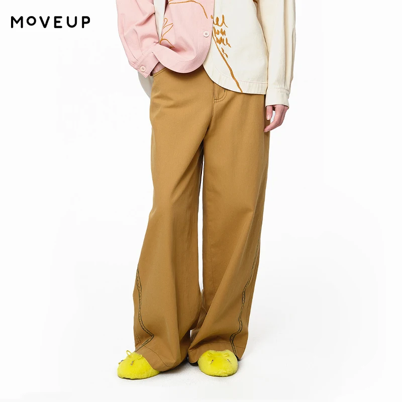 MOVEUP Commuting Straight Leg Pants Autumn Cotton Zipper Elastic Waist Woven Label Bright Line Casual Pants For Women 3EWQ20193
MOVEUP Commuting Straight Leg Pants Autumn Cotton Zipper Elastic Waist Woven Label Bright Line Casual Pants For Women 3EWQ20193