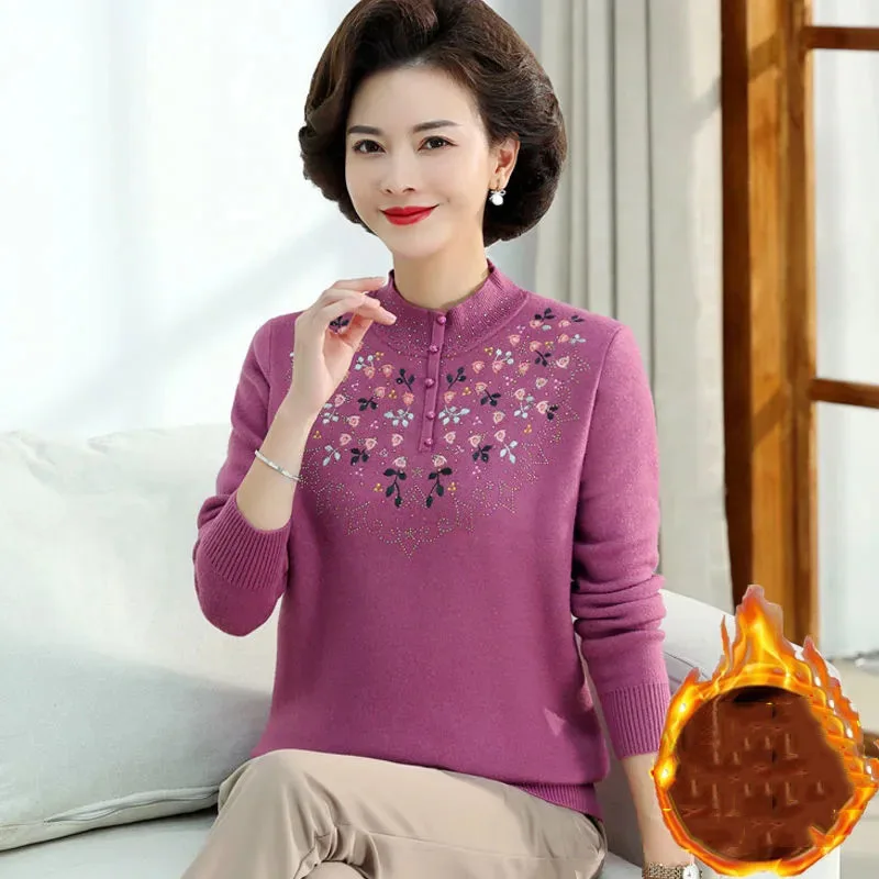 Mother's Plush and Thicken Sweater Pullover Loose Middle-Aged Women's Spring Autumn Clothes Knitted Sweater
Mother's Plush and Thicken Sweater Pullover Loose Middle-Aged Women's Spring Autumn Clothes Knitted Sweater