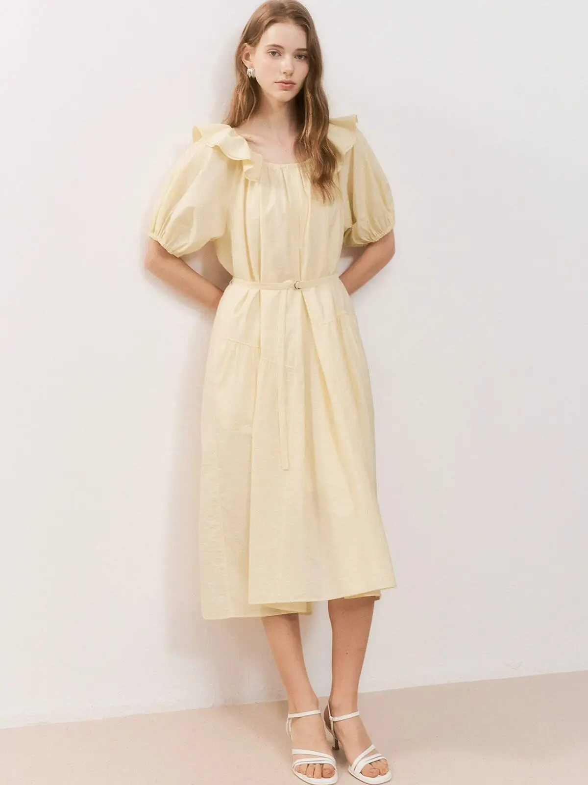 Fashionable Korean Style Midi Dress with Bubble Sleeves Waist-Cinching Belt Loose Fit City Commute Suitable Spring Summer Autumn
Fashionable Korean Style Midi Dress with Bubble Sleeves Waist-Cinching Belt Loose Fit City Commute Suitable Spring Summer Autumn