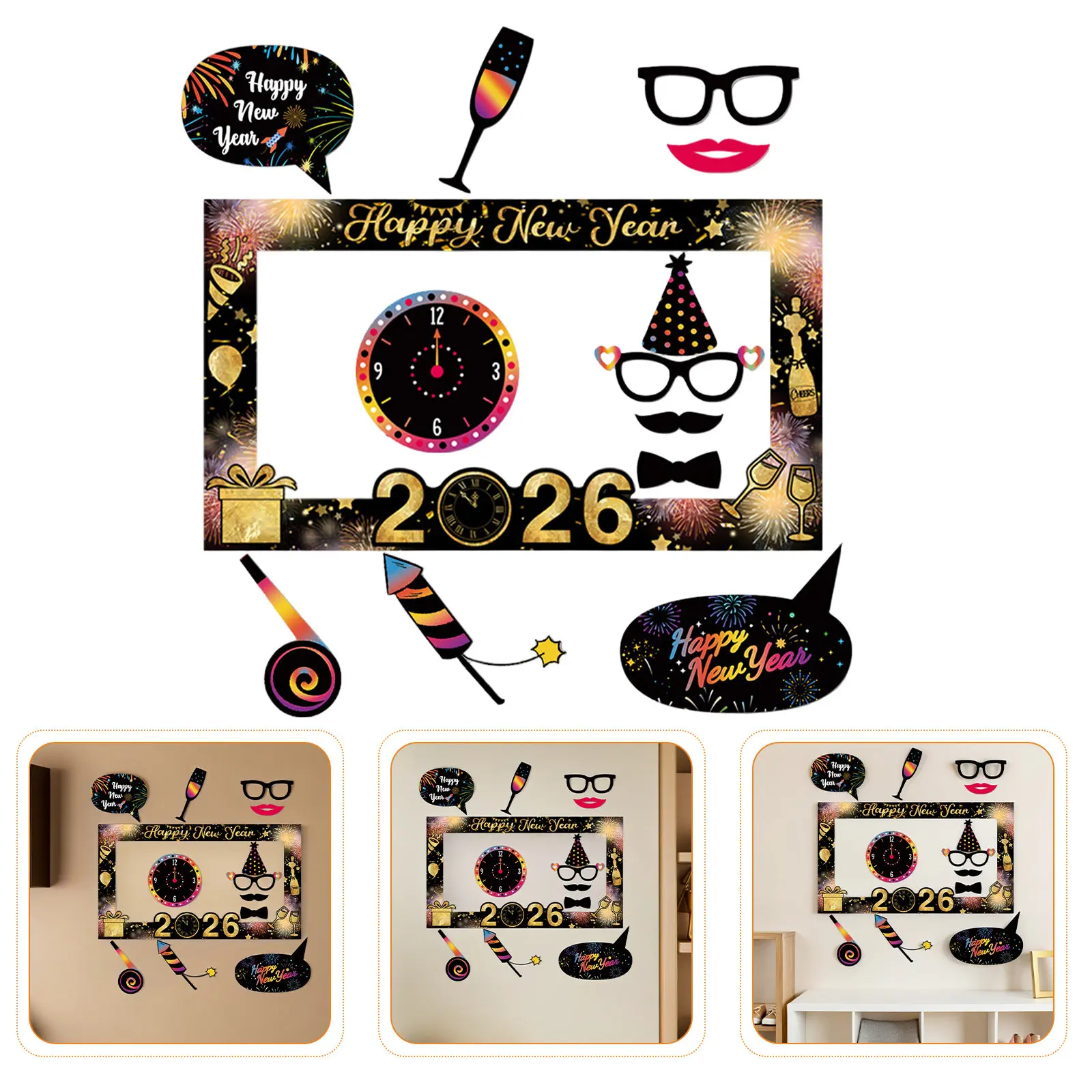 1Set New Year Photo Booth Frame Set Happy New Year Party Props Spring Festival Photo Frame Props with Glasses Sign Lightweight
1Set New Year Photo Booth Frame Set Happy New Year Party Props Spring Festival Photo Frame Props with Glasses Sign Lightweight