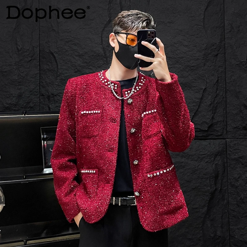 2025 Autumn New Men's Fashion Small Fragrant Long Sleeve Jackets Shiny Silk Round Neck Jackets High-End Light Luxury Short Coats
2025 Autumn New Men's Fashion Small Fragrant Long Sleeve Jackets Shiny Silk Round Neck Jackets High-End Light Luxury Short Coats