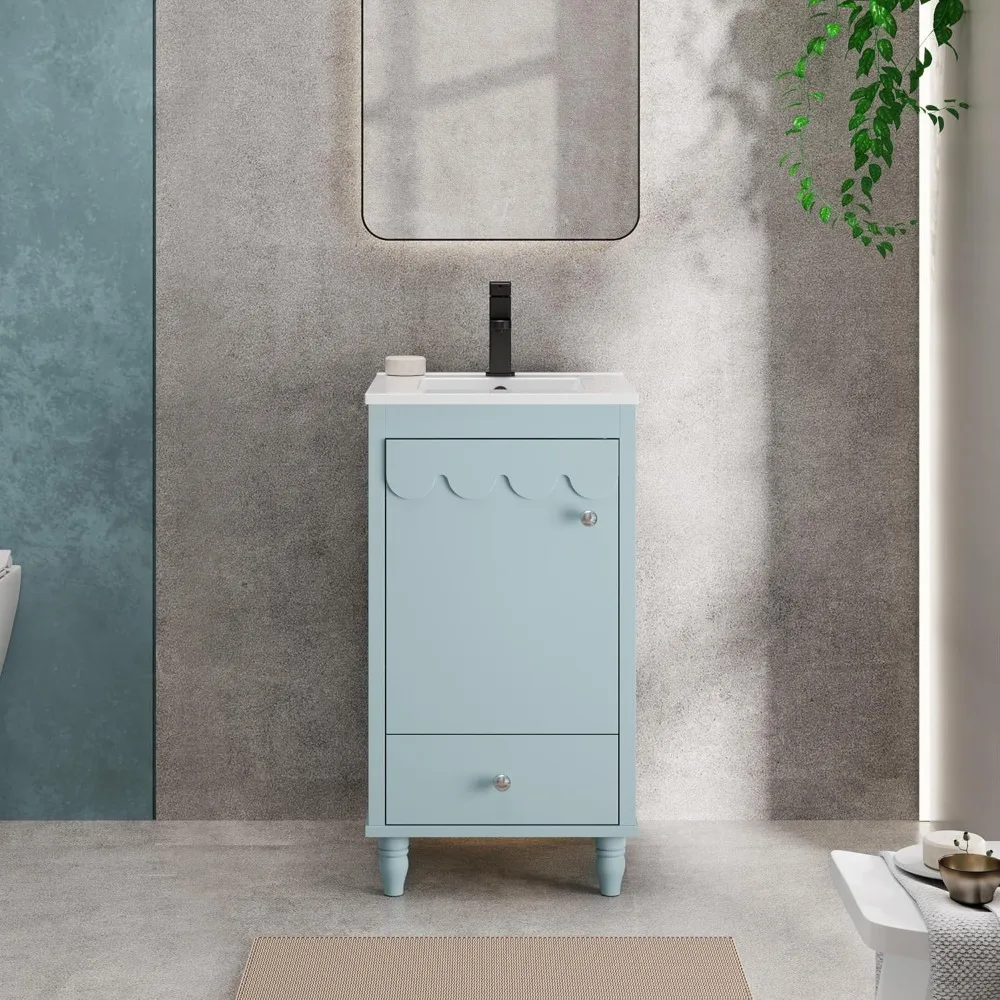 "24" Modern Bathroom Vanity - Painted Freestanding Cabinet with Scalloped Trim, Undermount Sink & Faucet/Drain Included"
"24" Modern Bathroom Vanity - Painted Freestanding Cabinet with Scalloped Trim, Undermount Sink & Faucet/Drain Included"
