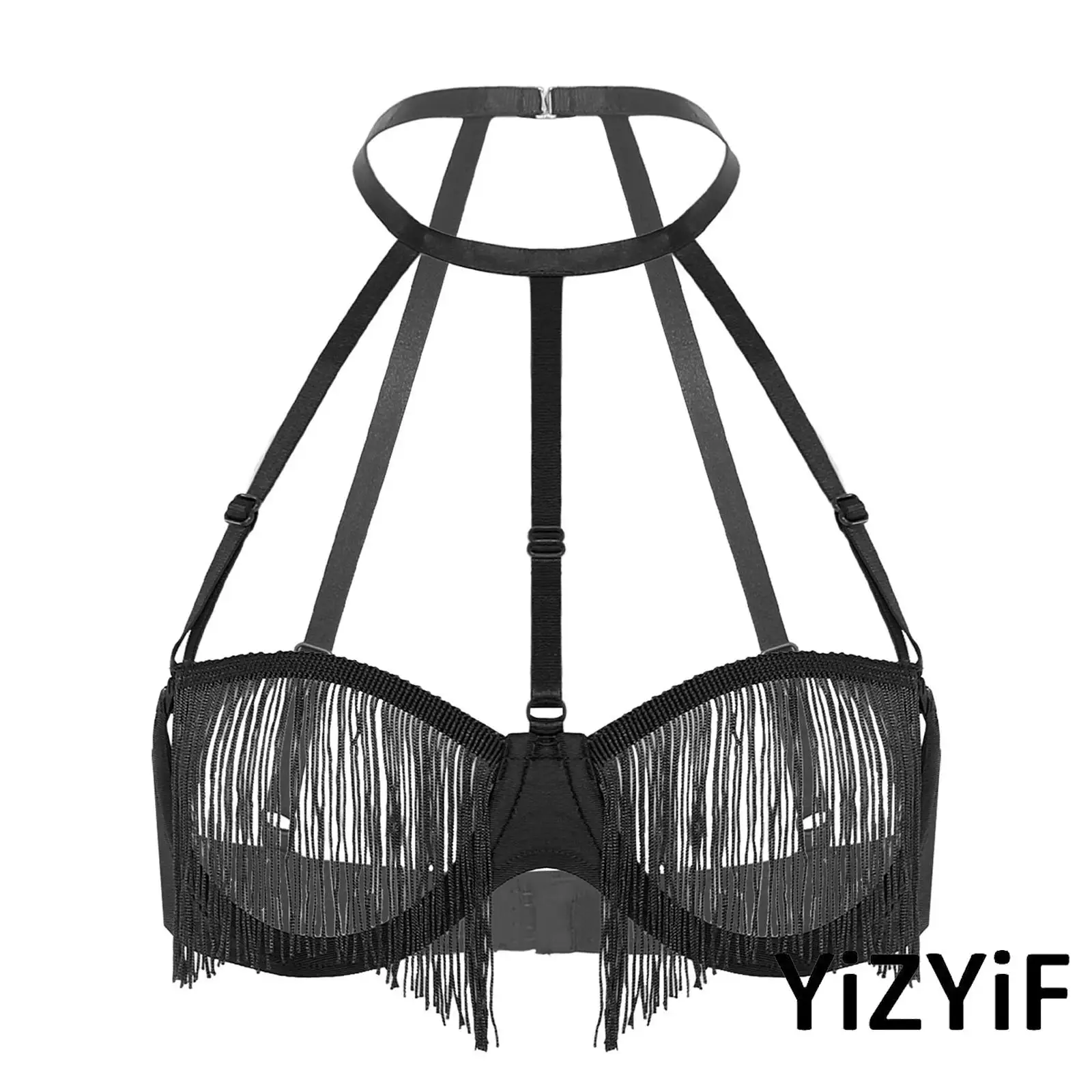 Womens Tassel Hollow Out Cup Bra Halter Push Up Underwire Balconette Bralette Fringe Bra Cage Tempting Lingerie for Night Dating
Womens Tassel Hollow Out Cup Bra Halter Push Up Underwire Balconette Bralette Fringe Bra Cage Tempting Lingerie for Night Dating
