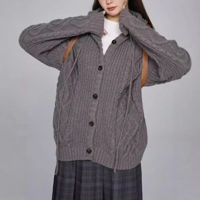 High Quality Sweater Coat Women's Cardigan New Spring and Autumn Lazy Thickened Hooded Thickened Knitwear Top
High Quality Sweater Coat Women's Cardigan New Spring and Autumn Lazy Thickened Hooded Thickened Knitwear Top