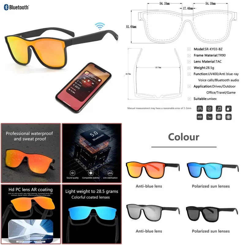 High Quality Custom Polarized Lens Newest Prevent Blue Light Wireless Speaker Music Eyeglasses Bluetooth Sunglasses Smart
High Quality Custom Polarized Lens Newest Prevent Blue Light Wireless Speaker Music Eyeglasses Bluetooth Sunglasses Smart