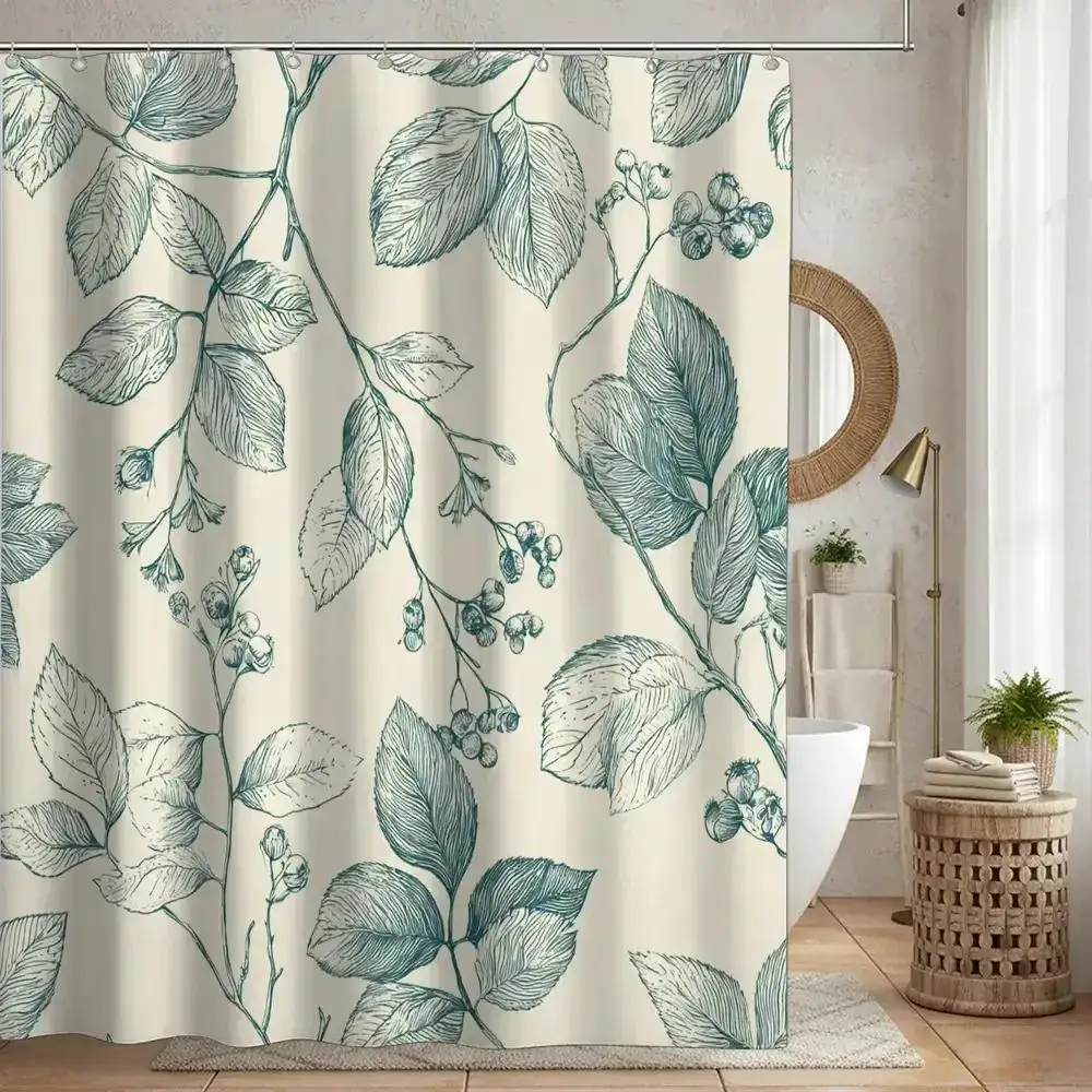 Сине-зеленая занавеска для душа с листьями и ветками, полиэфирная ткань, можно стирать в машине, с крючками, подходит для декора ванной комнаты.
Сине-зеленая занавеска для душа с листьями и ветками, полиэфирная ткань, можно стирать в машине, с крючками, подходит для декора ванной комнаты.