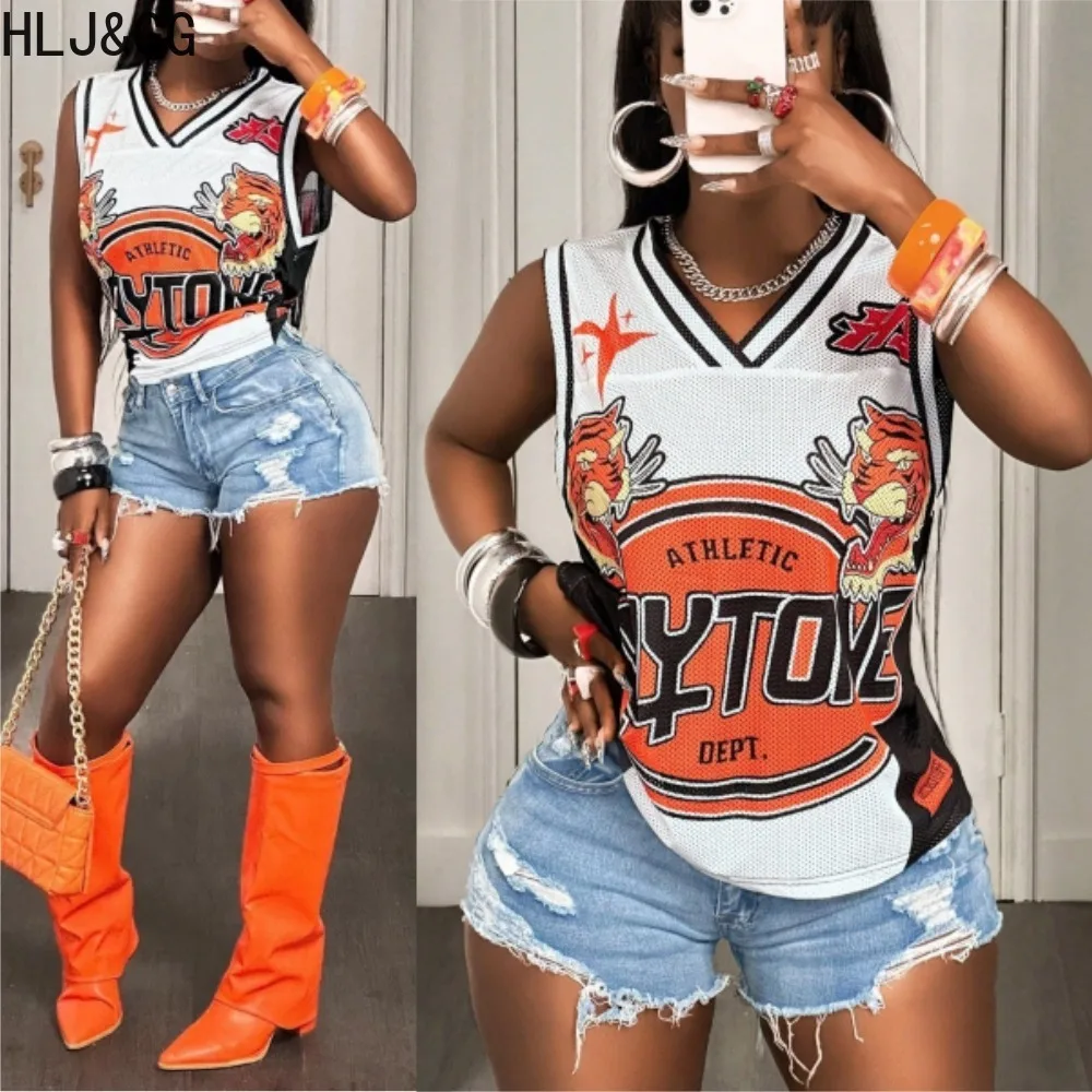 HLJ&GG Fashion Y2K Letter Print Loose Tshirts Two Piece Sets Women Round Neck Sleeveless Top And Denim Shorts Outfits Streetwear
HLJ&GG Fashion Y2K Letter Print Loose Tshirts Two Piece Sets Women Round Neck Sleeveless Top And Denim Shorts Outfits Streetwear