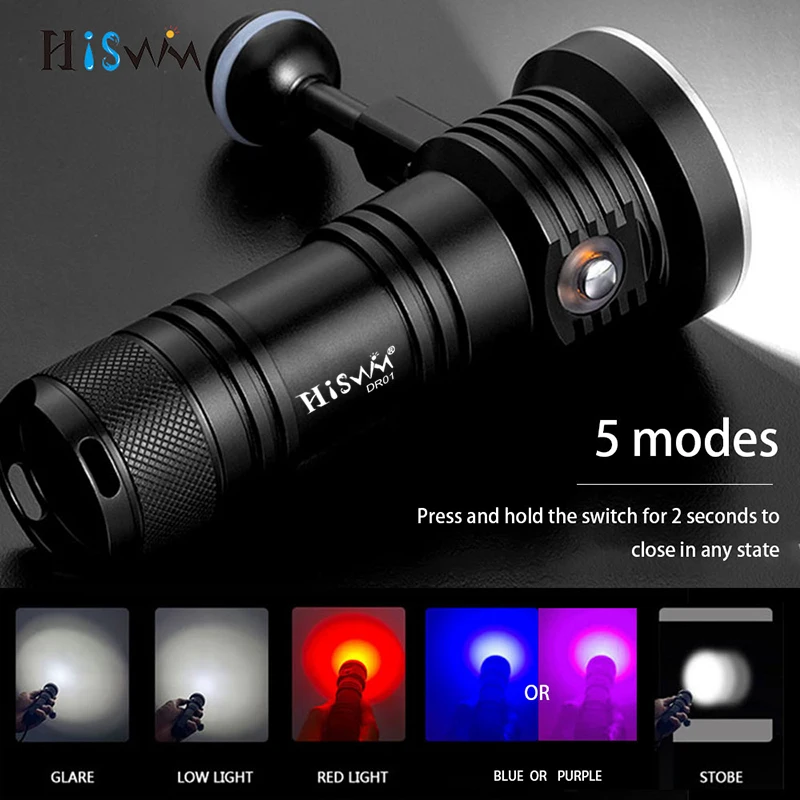 HISWN DR01 Diving Fill Flashlight IPX8 Waterproof 2500LM Ultra Bright Flashlight Professional underwater photography for diving
HISWN DR01 Diving Fill Flashlight IPX8 Waterproof 2500LM Ultra Bright Flashlight Professional underwater photography for diving