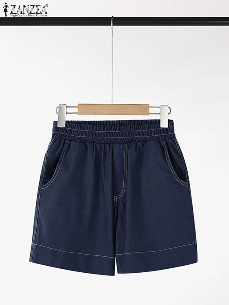 Women Elastic Waist Denim Blue Shorts ZANZEA Summer Jeans Trousers Elegant Casual Loose Wide Leg Pantalon Fashion Woman Pants
Women Elastic Waist Denim Blue Shorts ZANZEA Summer Jeans Trousers Elegant Casual Loose Wide Leg Pantalon Fashion Woman Pants