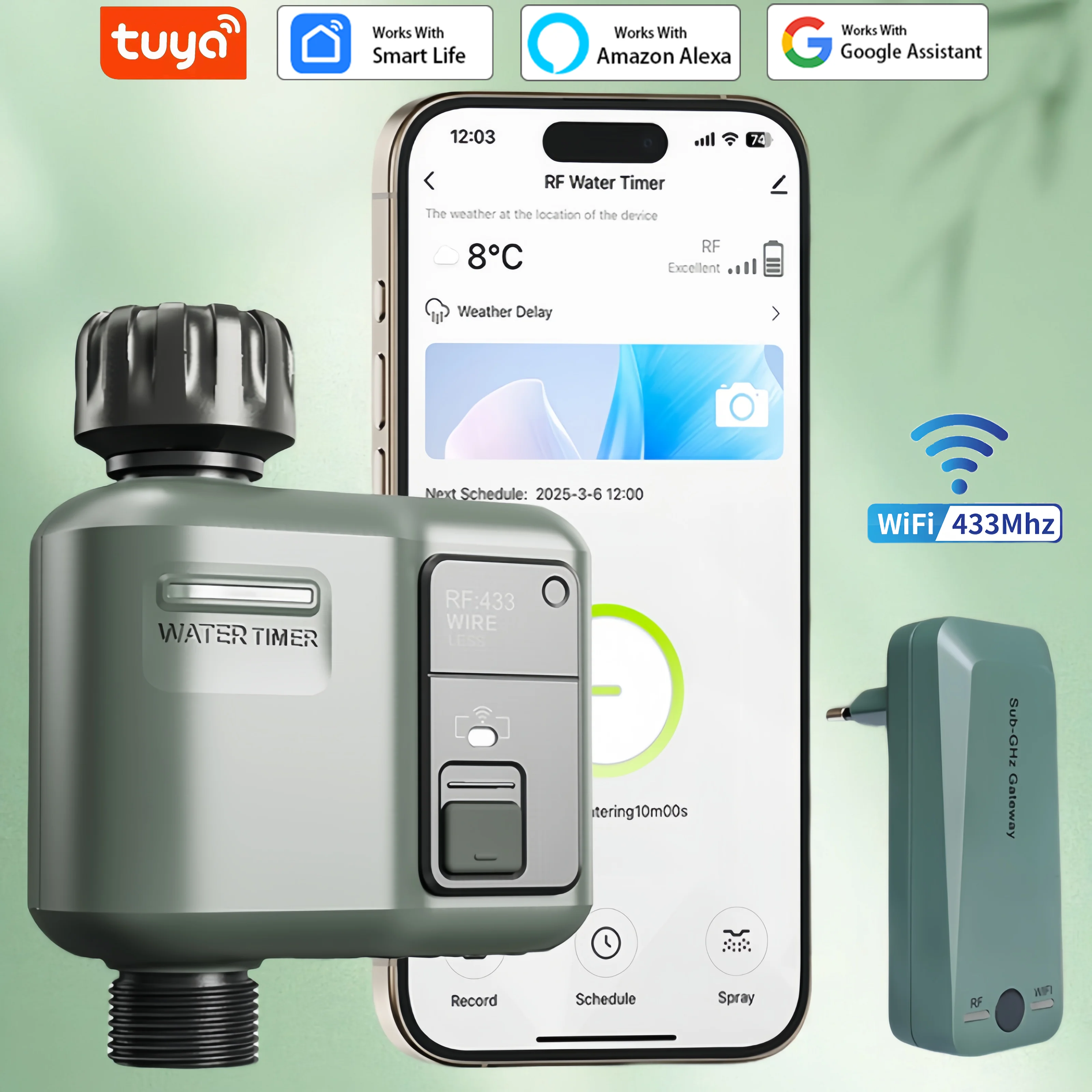 Tuya RF433+Wifi Smart Water Timer Garden Digital Irrigation Machine Intelligent Sprinkler Used Outdoor to Save Water&Time HCT633
Tuya RF433+Wifi Smart Water Timer Garden Digital Irrigation Machine Intelligent Sprinkler Used Outdoor to Save Water&Time HCT633
