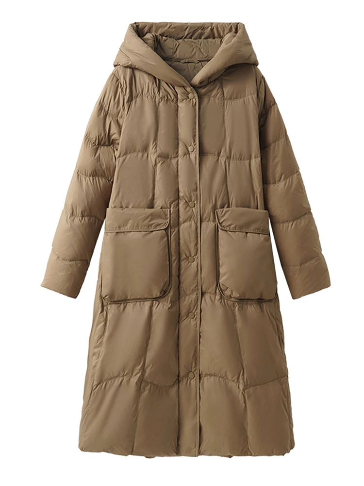 Winter Long Hooded Warm Down Jacket Women White Duck Down Warm Parker Outwears Female Zipper Big Pocket Knee Length Down Jacket
Winter Long Hooded Warm Down Jacket Women White Duck Down Warm Parker Outwears Female Zipper Big Pocket Knee Length Down Jacket