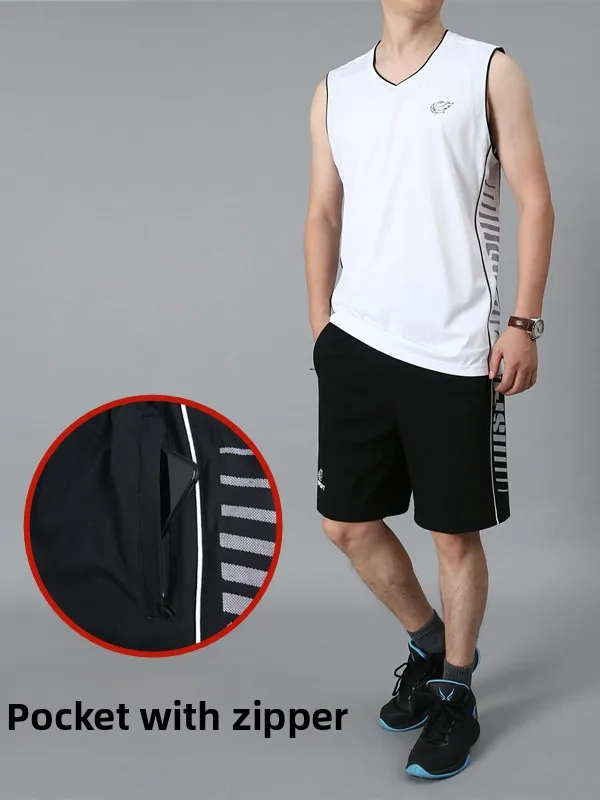 Летний комплект спортивной одежды из чистого хлопка для мужчин, свободная одежда для баскетбола, жилет, комплект из двух предметов, молодежная повседневная одежда
Летний комплект спортивной одежды из чистого хлопка для мужчин, свободная одежда для баскетбола, жилет, комплект из двух предметов, молодежная повседневная одежда