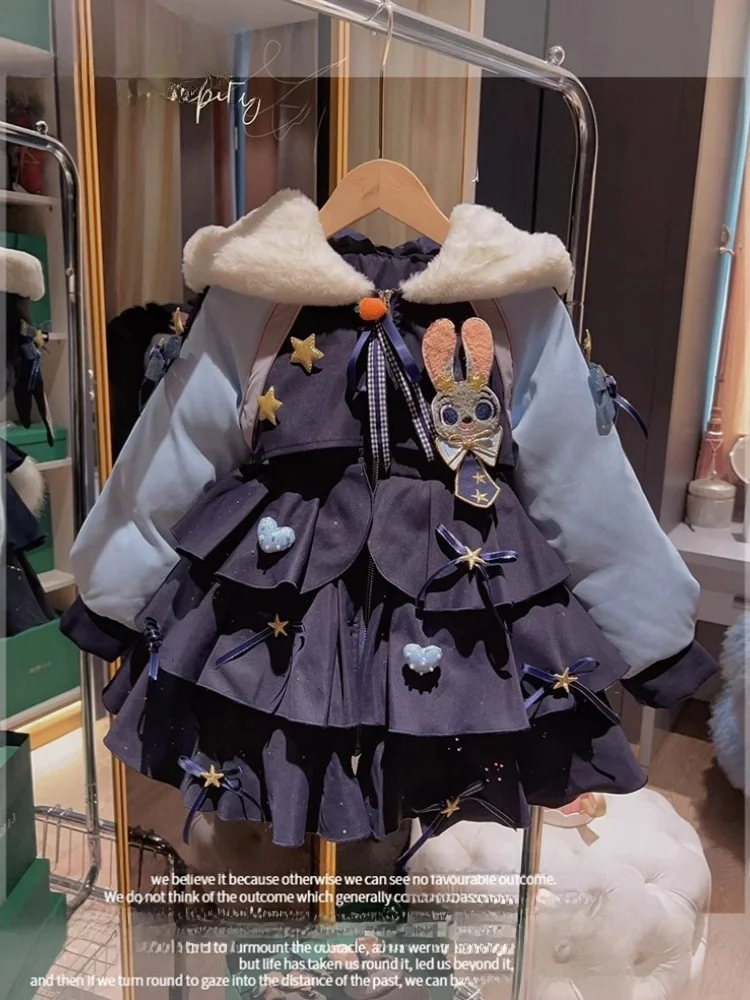 Thiened Cotton Jaet for Girls Cute Princ Cartoon Coat Winter Clothes Judy Cake Skirt Design Children's Faion Outerwear
Thiened Cotton Jaet for Girls Cute Princ Cartoon Coat Winter Clothes Judy Cake Skirt Design Children's Faion Outerwear