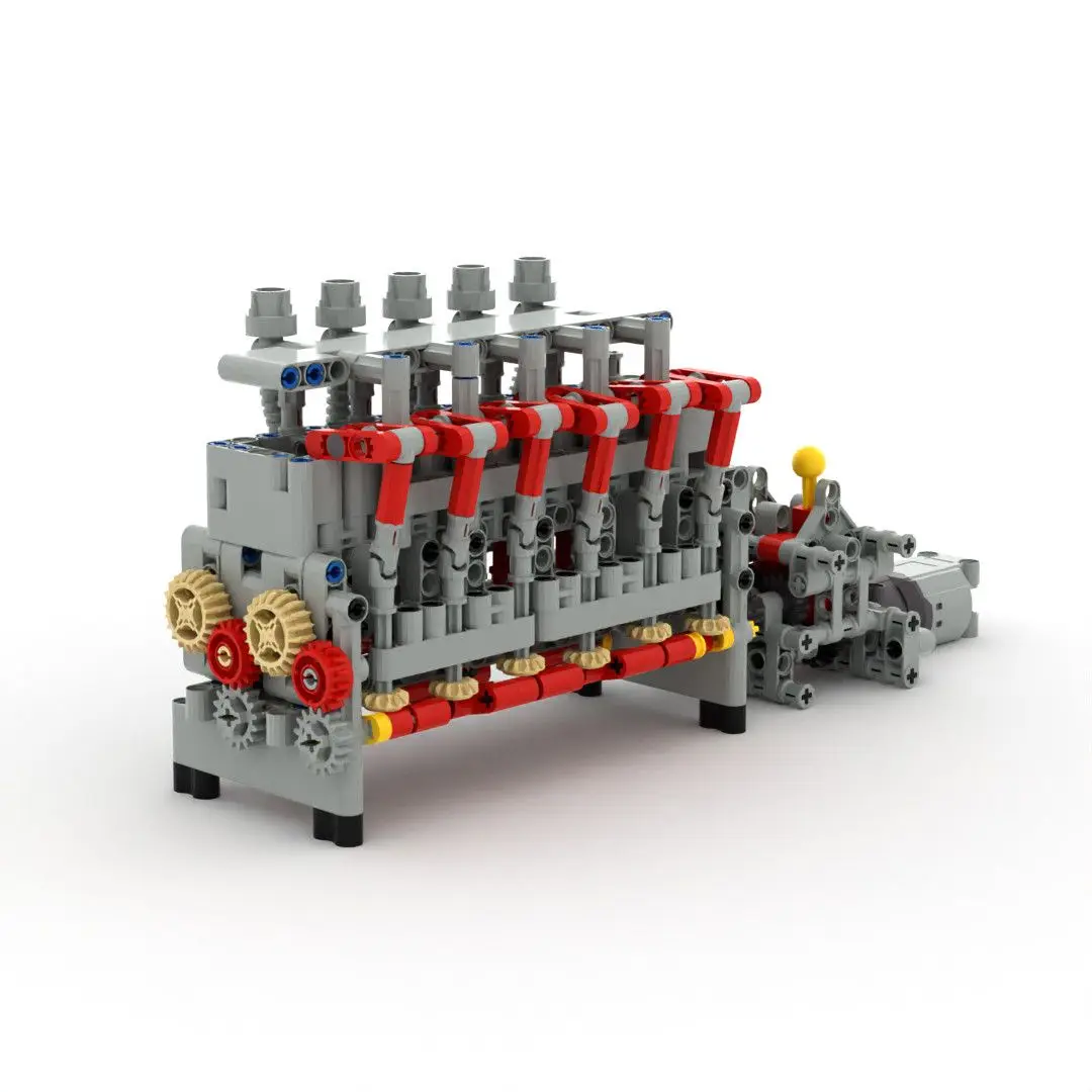 Small Engineer Domestic Building Blocks MOC Technology Structure Power Machinery Assembly Engine inline 6-cylinder engine