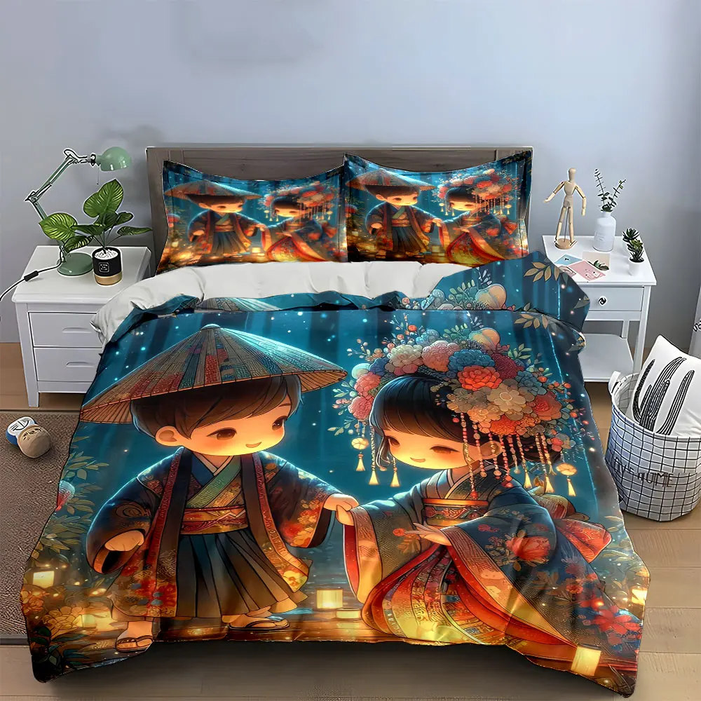 "Traditional Couple Decor Set" Bedding Set with 1 Duvet Cover 2 Pillowcases Single Double King Queen, Gift
"Traditional Couple Decor Set" Bedding Set with 1 Duvet Cover 2 Pillowcases Single Double King Queen, Gift