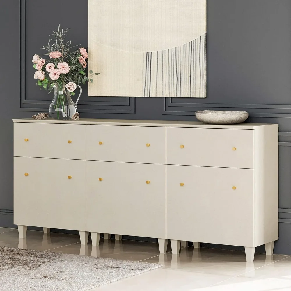 Set of 3 Storage Cabinets, 70.8" Kitchen Sideboards with Drawers and Doors, Modern Beige Coffee Bar Cabinets with Adjusta
Set of 3 Storage Cabinets, 70.8" Kitchen Sideboards with Drawers and Doors, Modern Beige Coffee Bar Cabinets with Adjusta