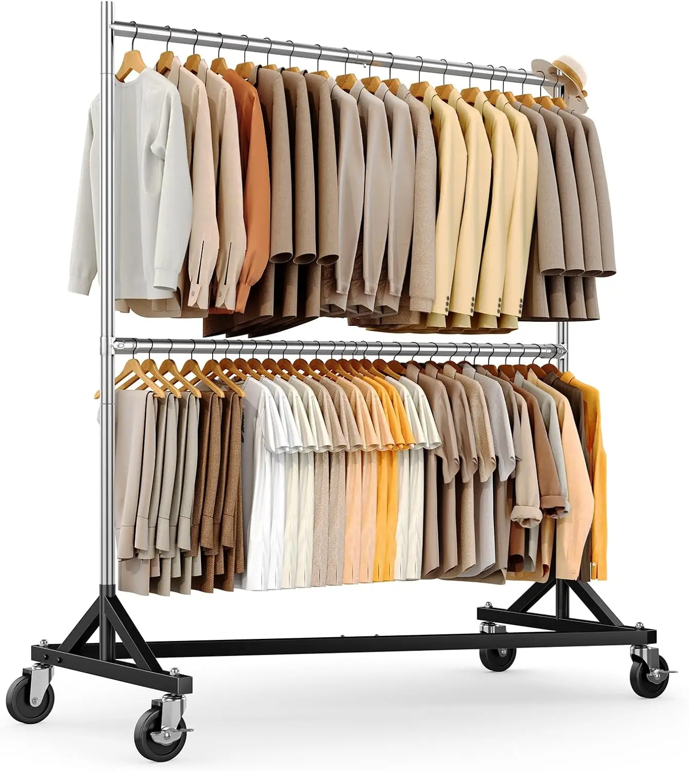 Z Rack for Clothing Heavy Duty Clothes Rack Hold 550 LBS Commercial Garment Rack with Wheels Rolling Portable Z Base for Bedroom
Z Rack for Clothing Heavy Duty Clothes Rack Hold 550 LBS Commercial Garment Rack with Wheels Rolling Portable Z Base for Bedroom