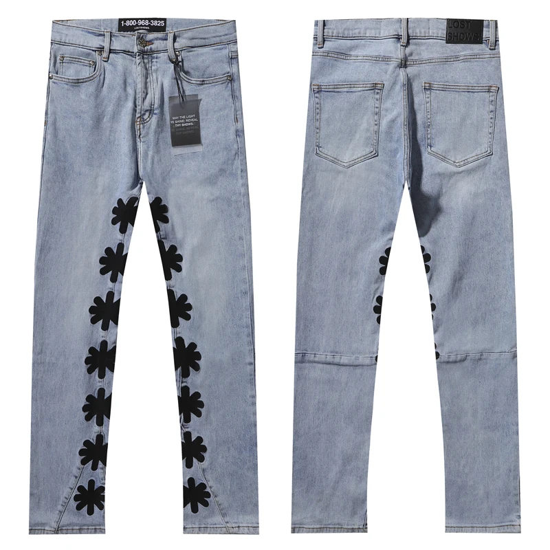 Vintage Blue LOST Jeans American Hip Hop Streetwear Embroidery Logo Fashion Splicing Trousers Men Women Denim Pants
Vintage Blue LOST Jeans American Hip Hop Streetwear Embroidery Logo Fashion Splicing Trousers Men Women Denim Pants