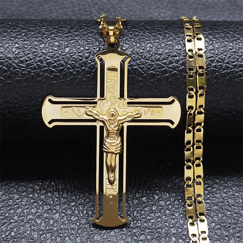 Fashion Crucifix Jesus Christ Necklace for Women Men Stainless Steel Gold Color Cross Pendant Necklaces Jewelry collar hombre
Fashion Crucifix Jesus Christ Necklace for Women Men Stainless Steel Gold Color Cross Pendant Necklaces Jewelry collar hombre