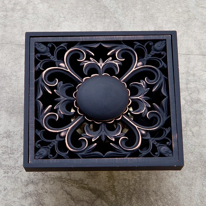 10*10cm Drain Square Black Brass, Shower Drain Strainer Floor Cover Art Carved Balcony Bathroom Bath Accessories Grate Waste
10*10cm Drain Square Black Brass, Shower Drain Strainer Floor Cover Art Carved Balcony Bathroom Bath Accessories Grate Waste