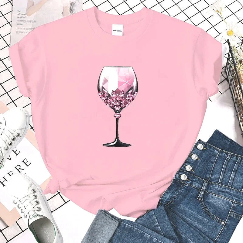 Pink Wine Glass Pattern T-shirt, Women's T-shirt, Cosplay Costume, Street Style T-shirt Top Women Clothing Fashion Personality
Pink Wine Glass Pattern T-shirt, Women's T-shirt, Cosplay Costume, Street Style T-shirt Top Women Clothing Fashion Personality