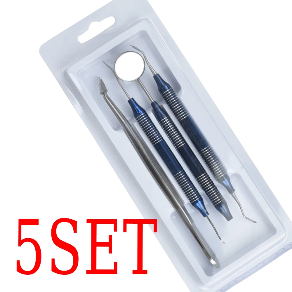 5 Sets High Quality 4 Piece Dental Explorer Probes and Tartar Scrapers for Calculus Plaque Removal Teeth Cleaning Tools
5 Sets High Quality 4 Piece Dental Explorer Probes and Tartar Scrapers for Calculus Plaque Removal Teeth Cleaning Tools