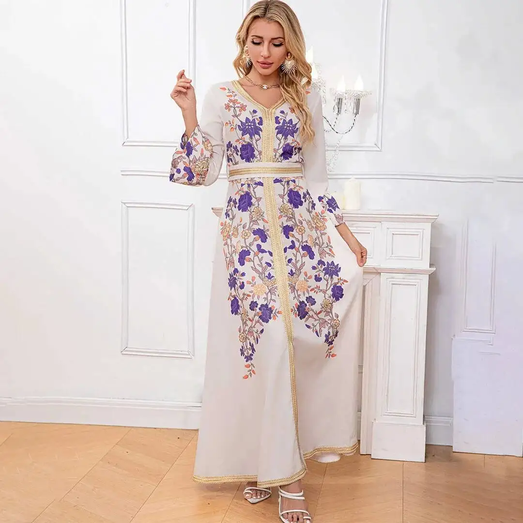 Sleeve Dubai Printed Bell Long Dress Arabian Robe Dress Women's Formal Dress Robe Abaya Ramadan Dubai Luxury Islamic Elegant
Sleeve Dubai Printed Bell Long Dress Arabian Robe Dress Women's Formal Dress Robe Abaya Ramadan Dubai Luxury Islamic Elegant