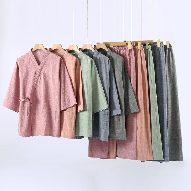 Couples Pure Cotton Japanese Style Pajamas Set 2025 Spring New Sleepwear Men&Women V Neck Lace Up Home Wear Pyjamas Loungewear
Couples Pure Cotton Japanese Style Pajamas Set 2025 Spring New Sleepwear Men&Women V Neck Lace Up Home Wear Pyjamas Loungewear