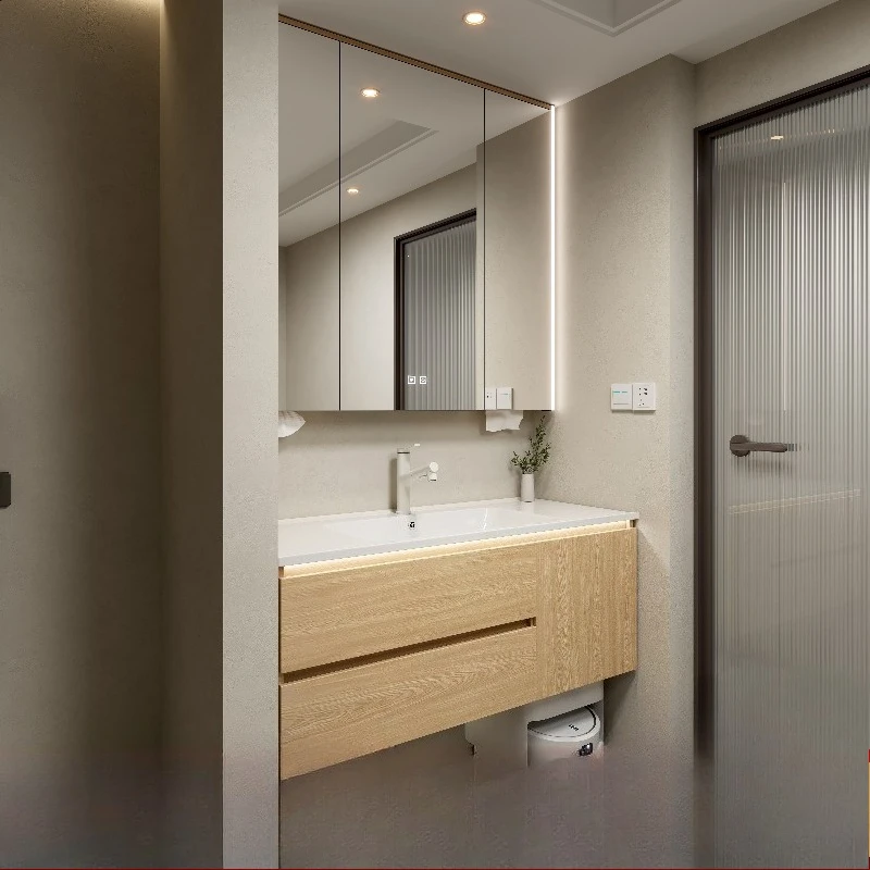Nordic Creative Bathroom Mirror Cabinet Solid Wood Mirror Cabinet with Integrated Ceramic Home Furniture Cassettiera Bagno FYMC
Nordic Creative Bathroom Mirror Cabinet Solid Wood Mirror Cabinet with Integrated Ceramic Home Furniture Cassettiera Bagno FYMC